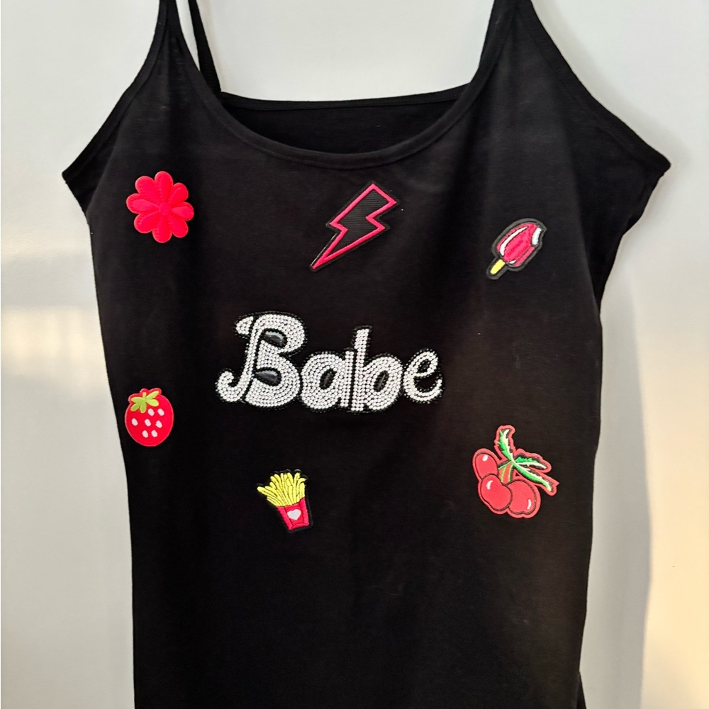 “Babe” Black Graphic Mini Dress - Picture 4 of 5